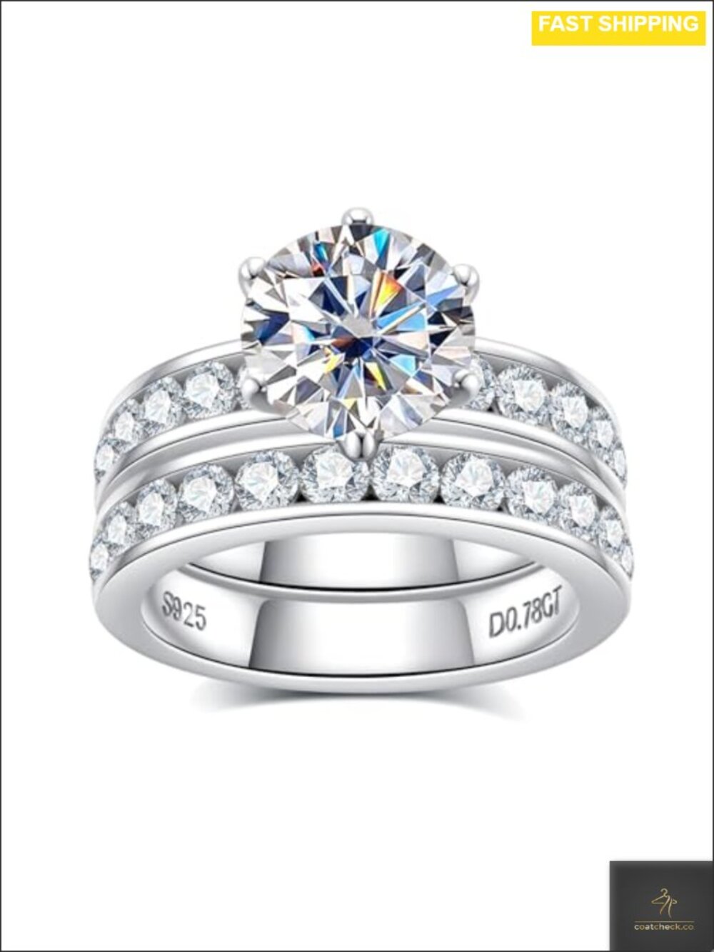 Moissanite Bridal Set 4.48CTTW 925 Sterling Silver White Gold Plated Wedding